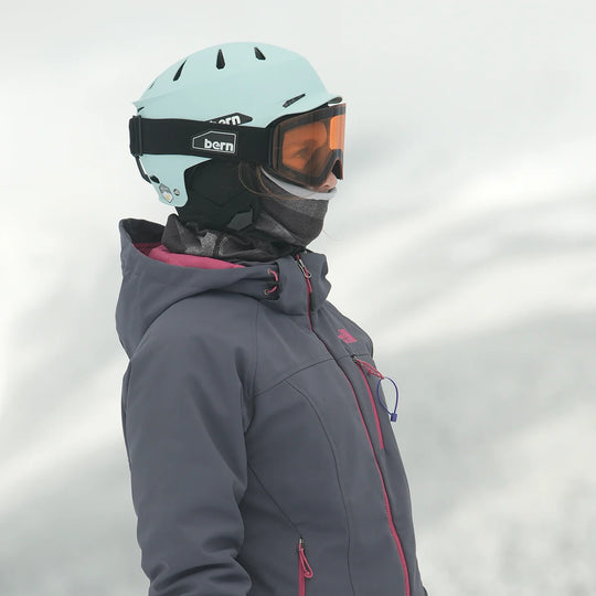 Kid wearing Matte Sky Hendrix Jr DVRT Winter Helmet on mountain with Bern B-1 Zeiss Goggles