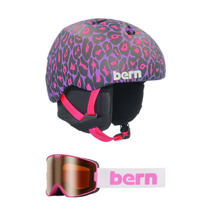 Bern Purple Leopard Nina DVRT Winter Helmet with Sawyer Jr Goggles