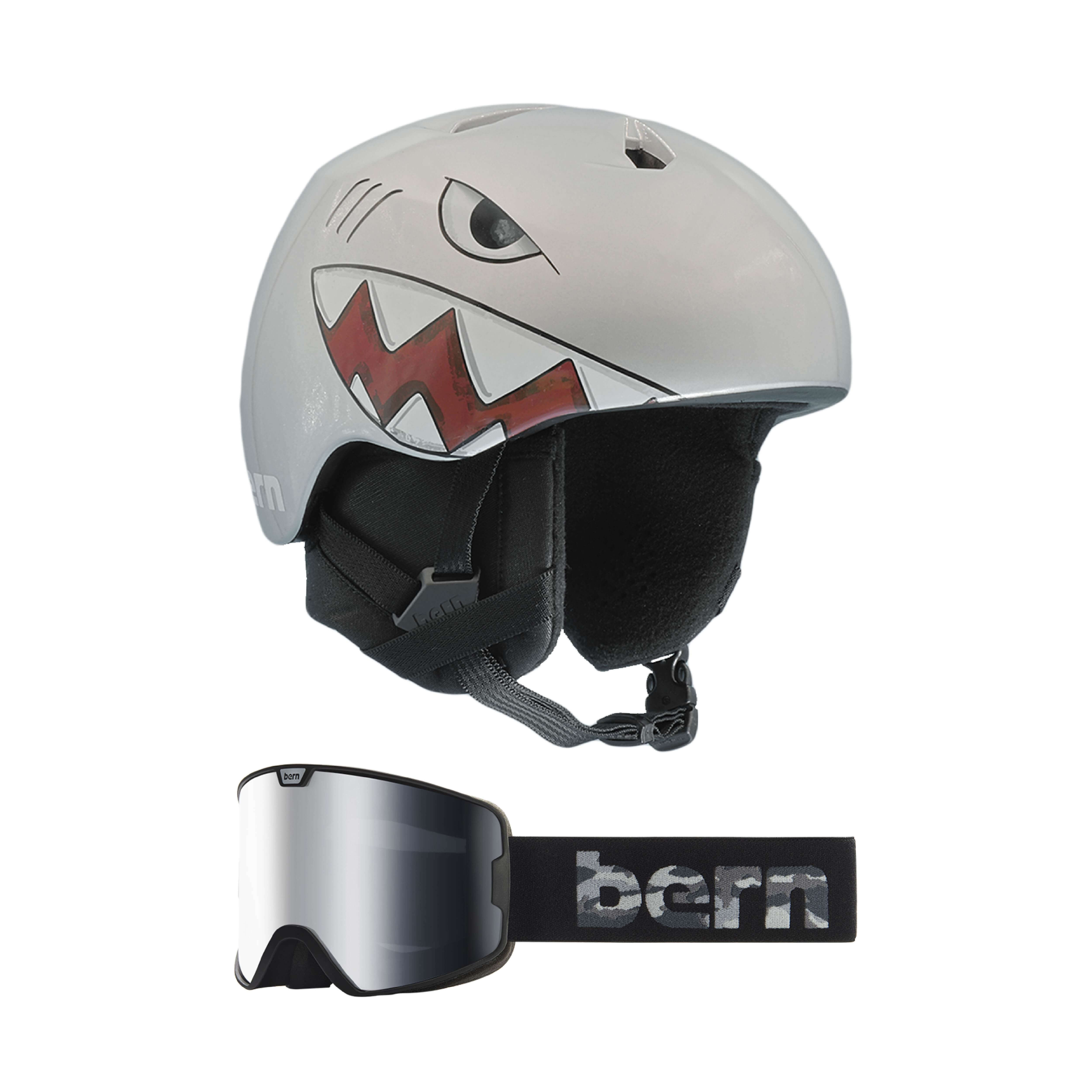 Bern Metallic Sharkbite Nino DVRT & Black Sawyer Jr Goggle Combo