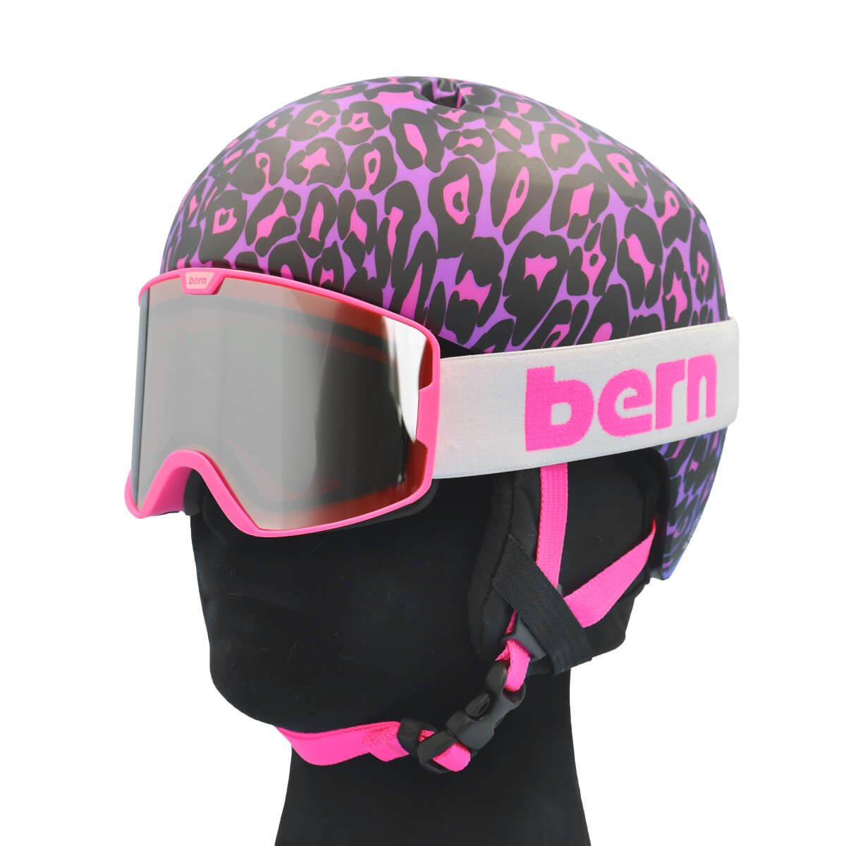 Bern Purple Leopard Nina DVRT Winter Helmet & Sawyer Jr Goggles profile